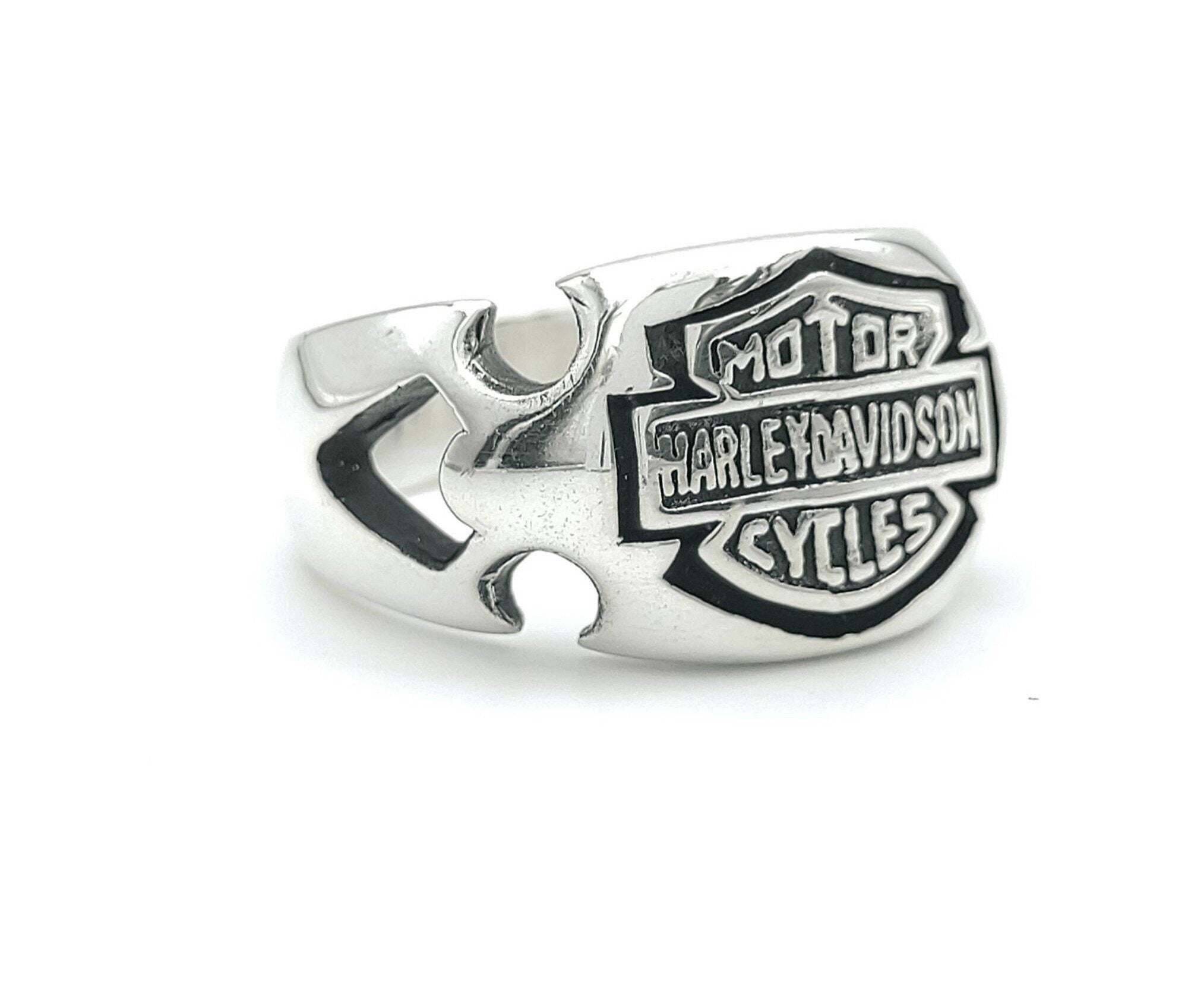 Harley Davidson Motorcycle Signet Ring - 925 Sterling Silver Biker Jewelry, Handmade Turkish Gift for Him