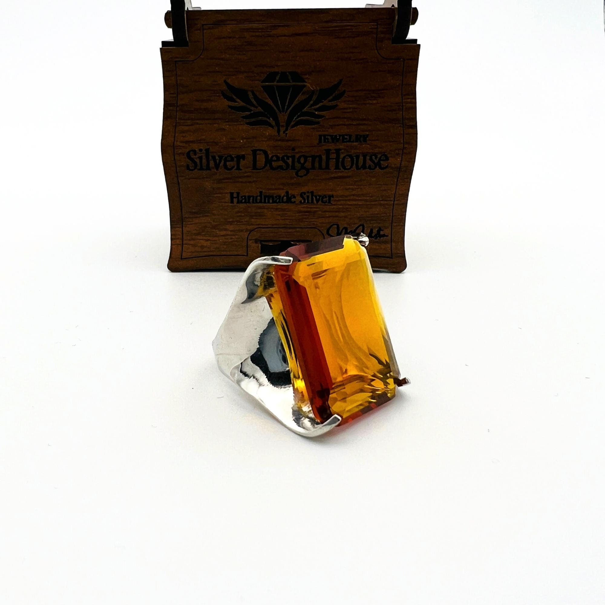 Artisan Handmade Turkish Sterling Silver Citrine Ring – November Birthstone Gift for Women