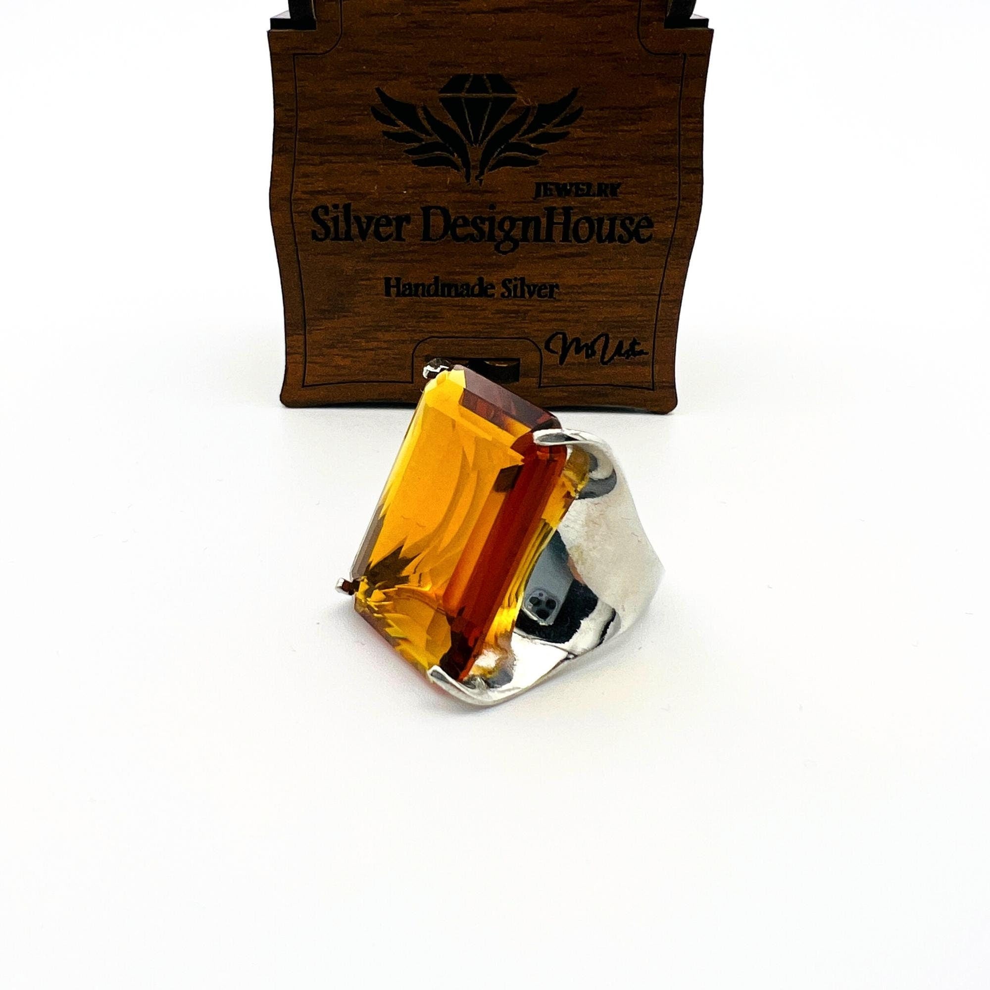 Artisan Handmade Turkish Sterling Silver Citrine Ring – November Birthstone Gift for Women