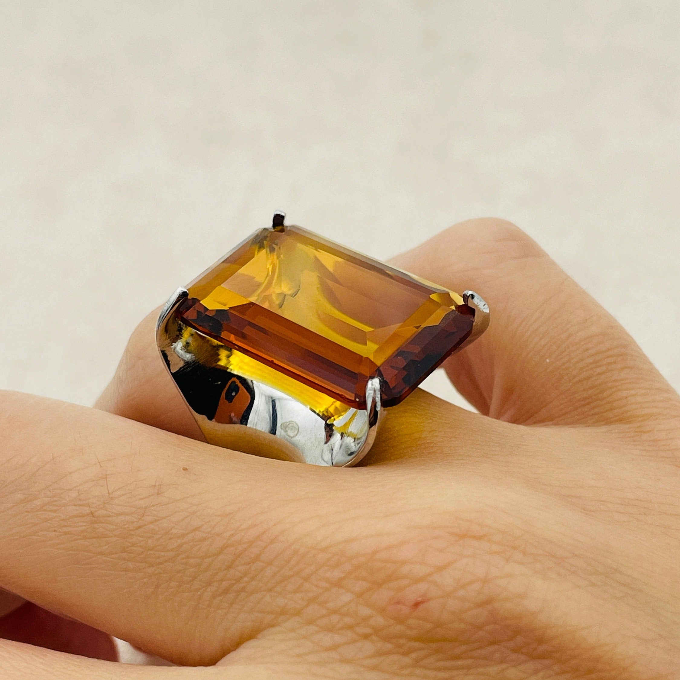 Artisan Handmade Turkish Sterling Silver Citrine Ring – November Birthstone Gift for Women