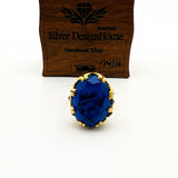 خاتم تورمالين أزرق يدوي الصنع للنساء - مجوهرات هدية أنيقة من الفضة الإسترلينية 925