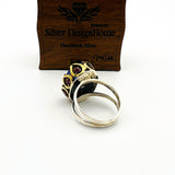 خاتم تورمالين أزرق يدوي الصنع للنساء - مجوهرات هدية أنيقة من الفضة الإسترلينية 925