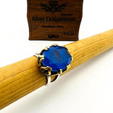 خاتم تورمالين أزرق يدوي الصنع للنساء - مجوهرات هدية أنيقة من الفضة الإسترلينية 925
