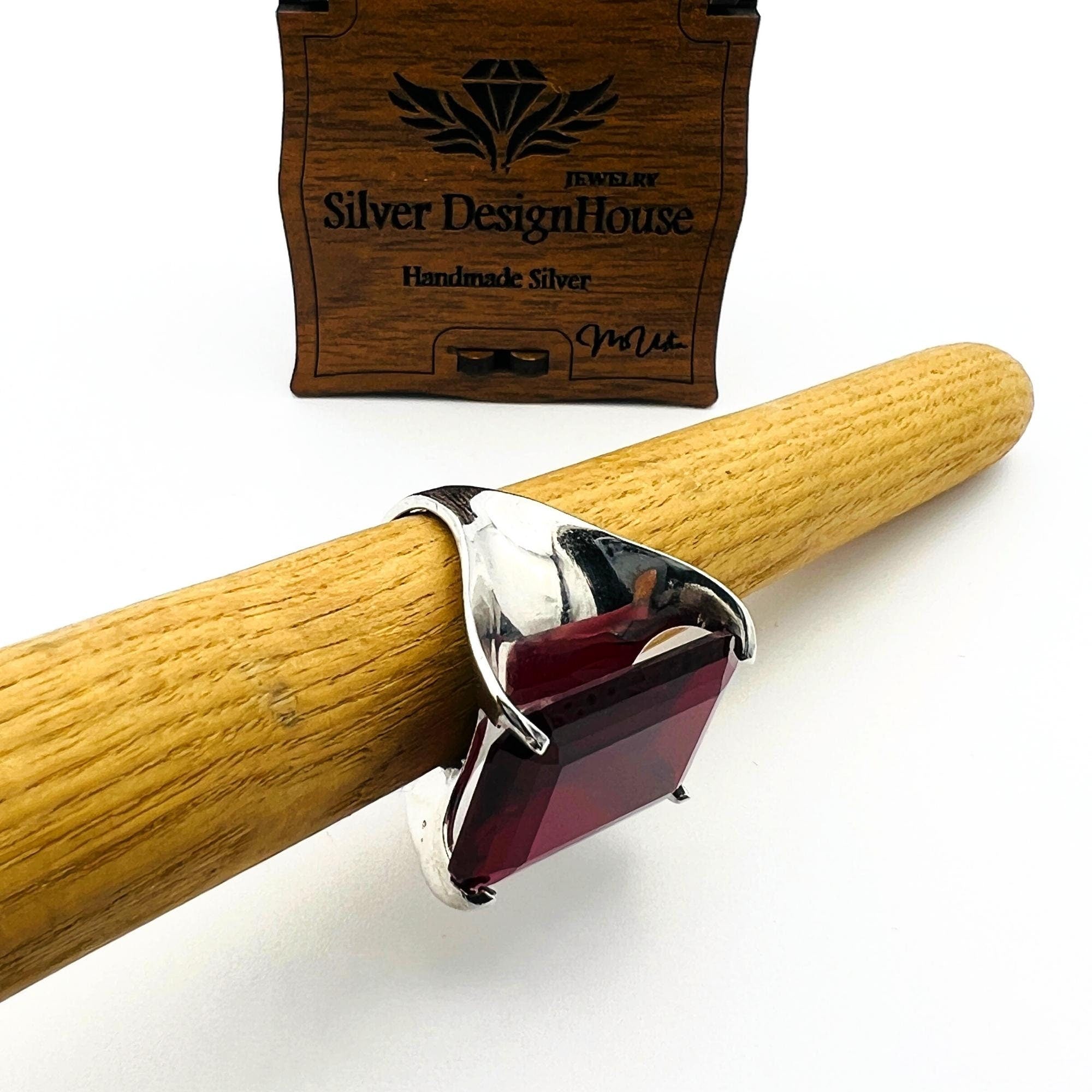 Handmade Exquisite Ruby Gemstone Ring | Bold 925 Sterling Silver Statement Jewelry for Women