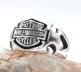 Harley Davidson Motorcycle Signet Ring - 925 Sterling Silver Biker Jewelry, Handmade Turkish Gift for Him