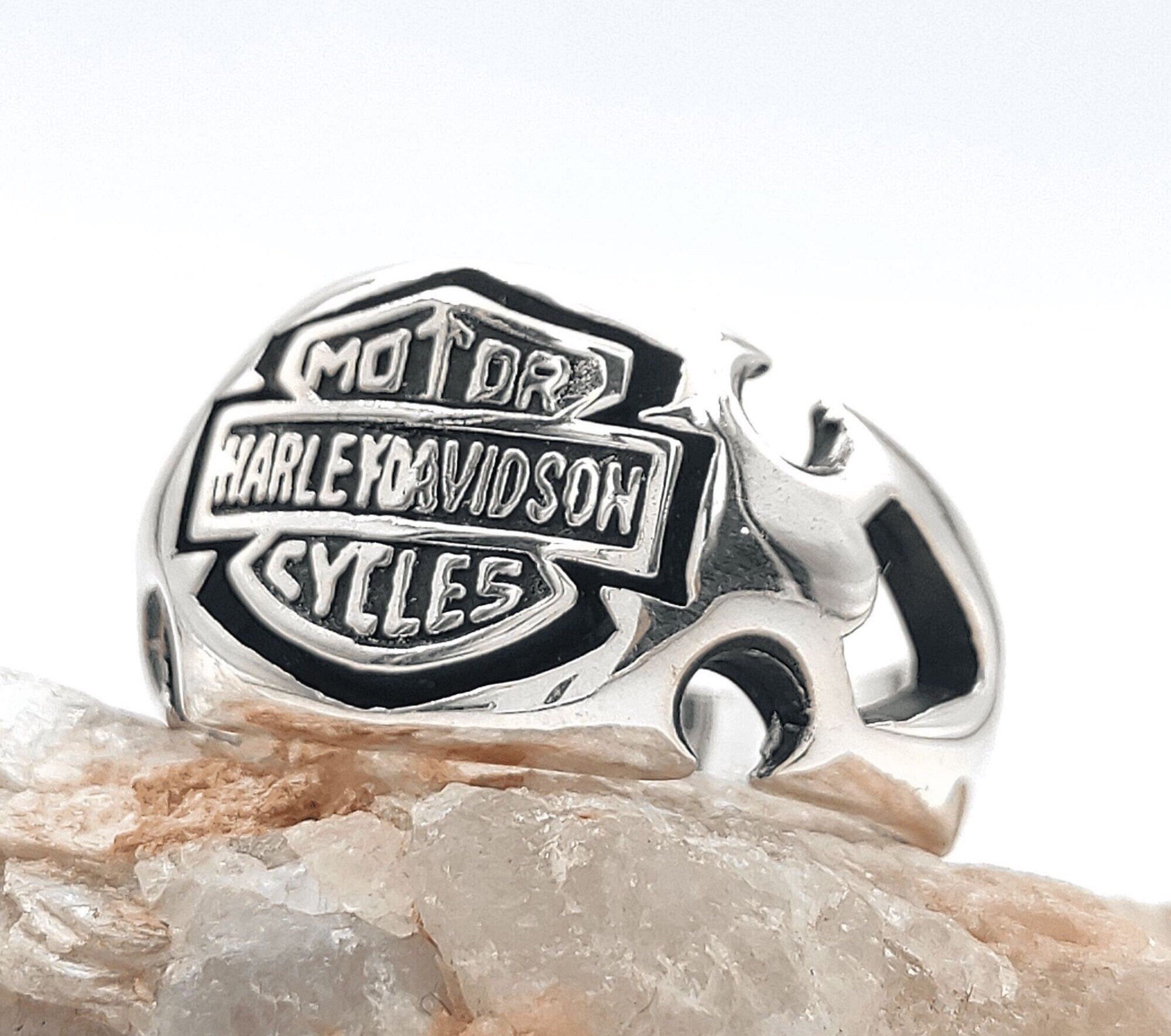 Harley Davidson Motorcycle Signet Ring - 925 Sterling Silver Biker Jewelry, Handmade Turkish Gift for Him