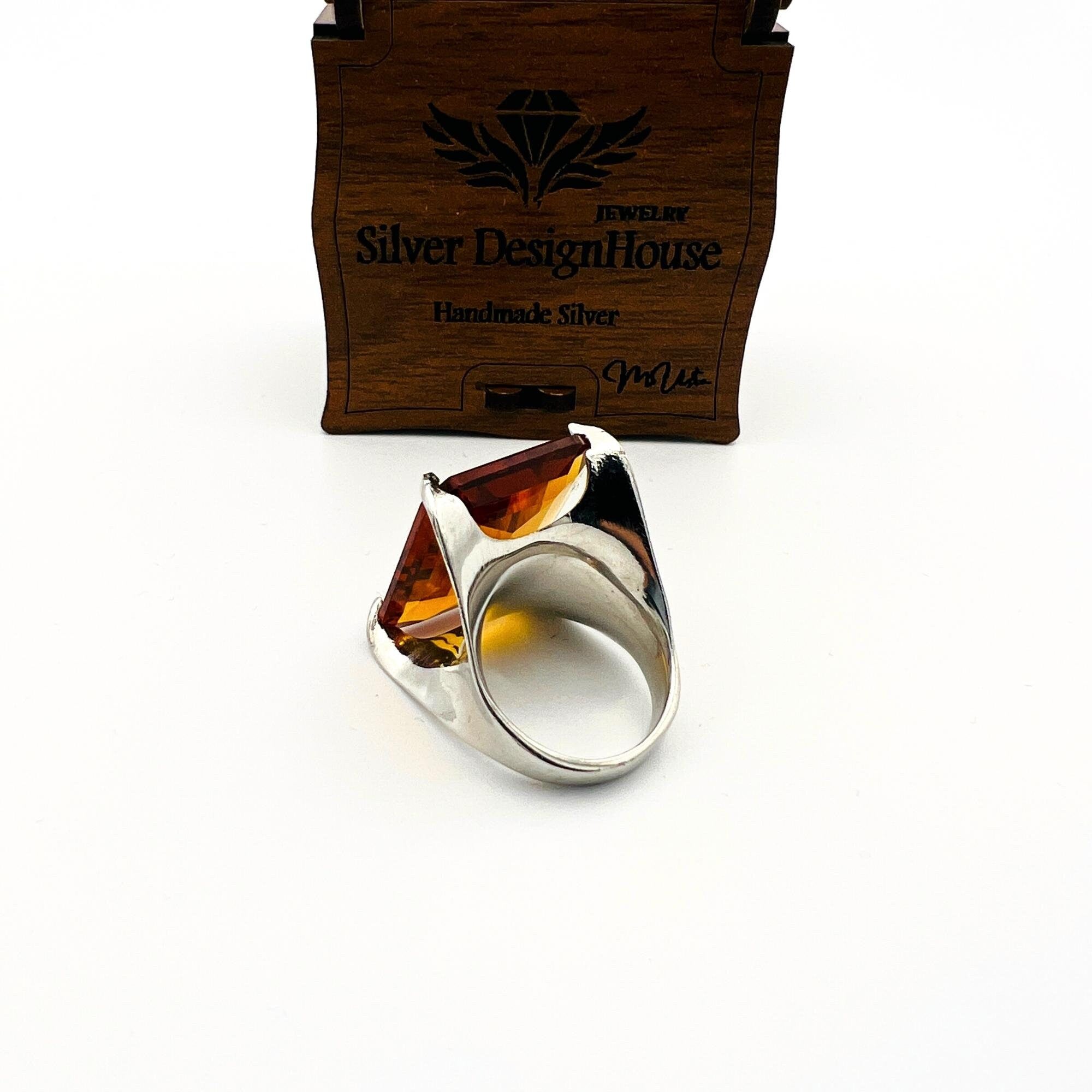 Artisan Handmade Turkish Sterling Silver Citrine Ring – November Birthstone Gift for Women