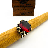 Handcrafted Exquisite Oval Ruby 925K Sterling Silver Ring for Women | Authentic & Unique Gift