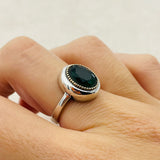 Men's Blue Tourmaline Stone Sterling Silver Ring