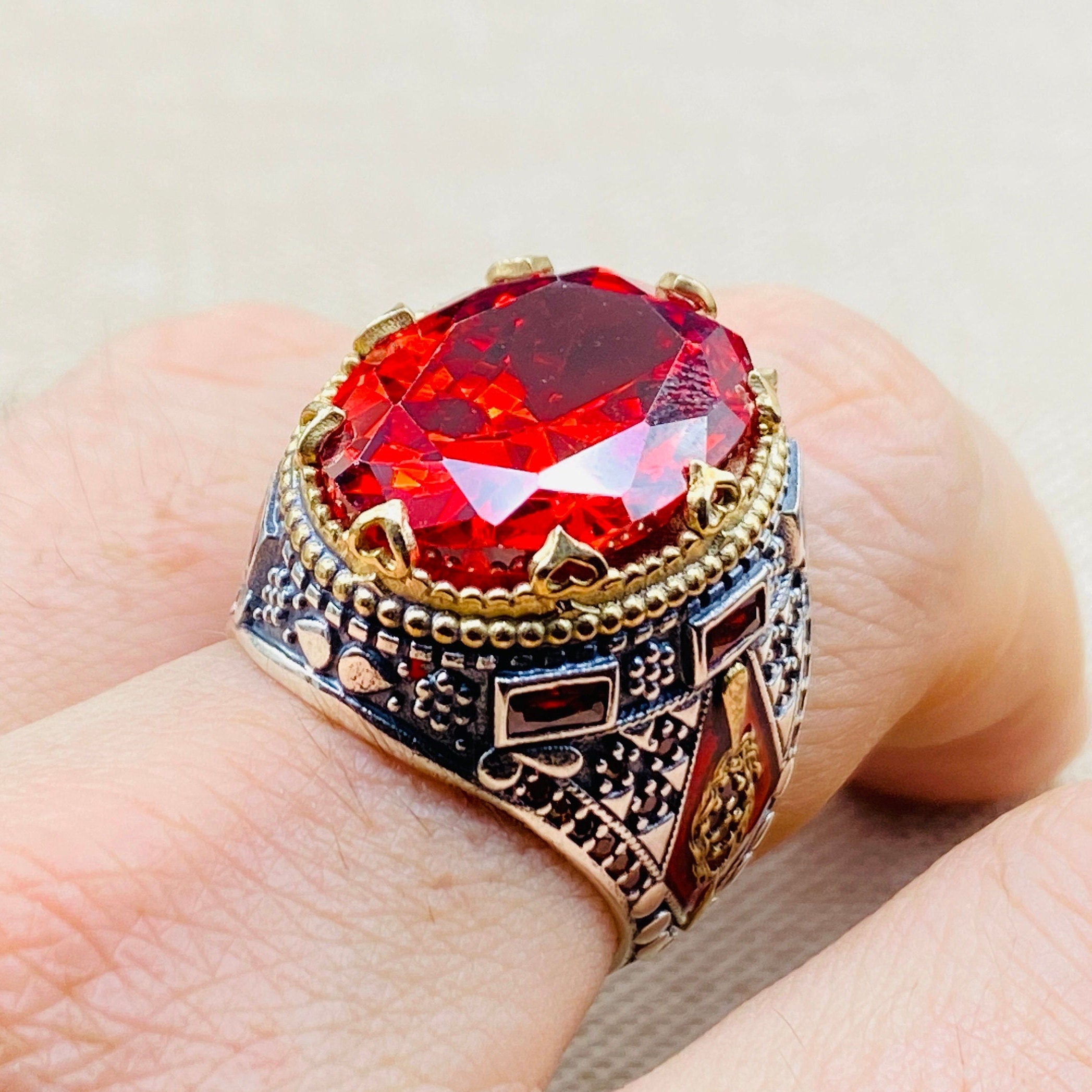 Red Ruby Stone Men's Ring