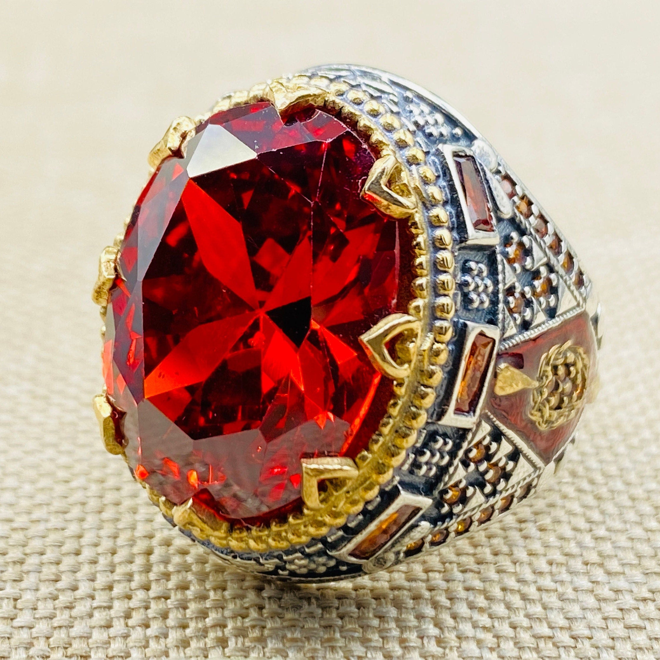 Red Ruby Stone Men's Ring