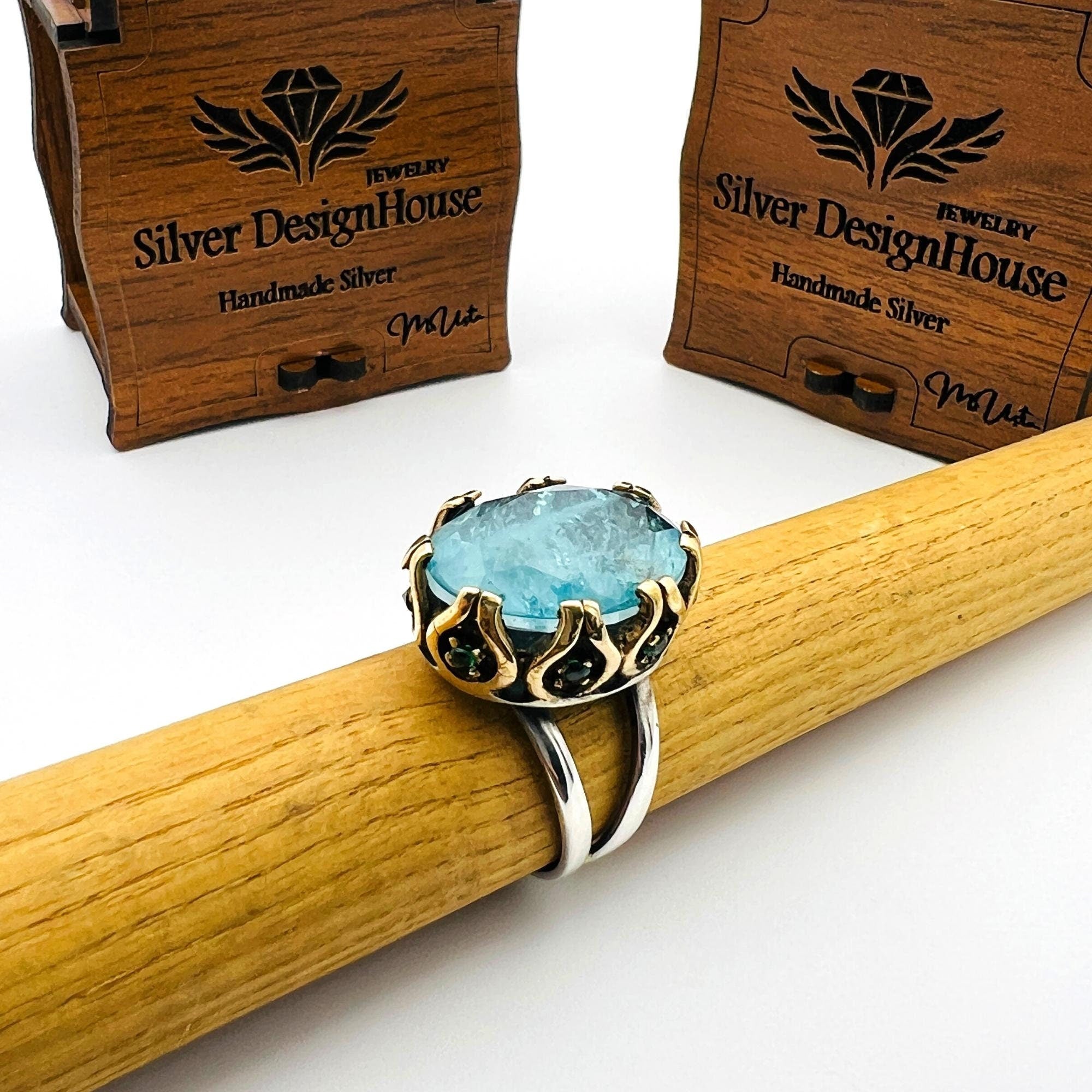 Light Blue Tourmaline Stone Women's Ring