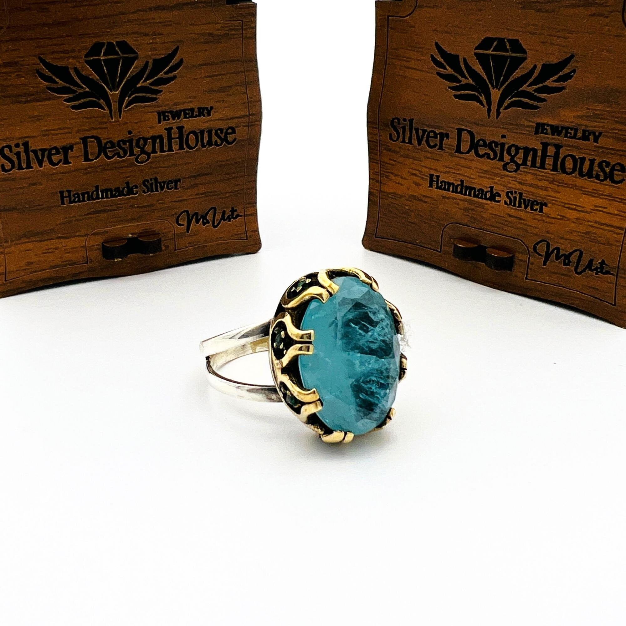 Light Blue Tourmaline Stone Women's Ring