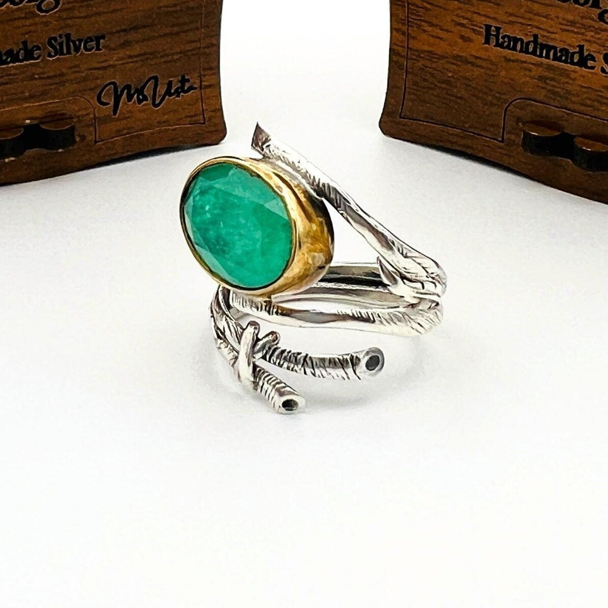 Timeless Green Tourmaline Ring | Turkish Handcrafted 925K Sterling Silver Adjustable Women's Vintage Jewelry
