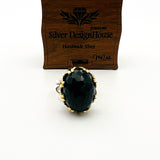 خاتم زمرد بيضاوي فاخر مصنوع يدويًا من الفضة الإسترلينية 925 للنساء - هدية مدروسة