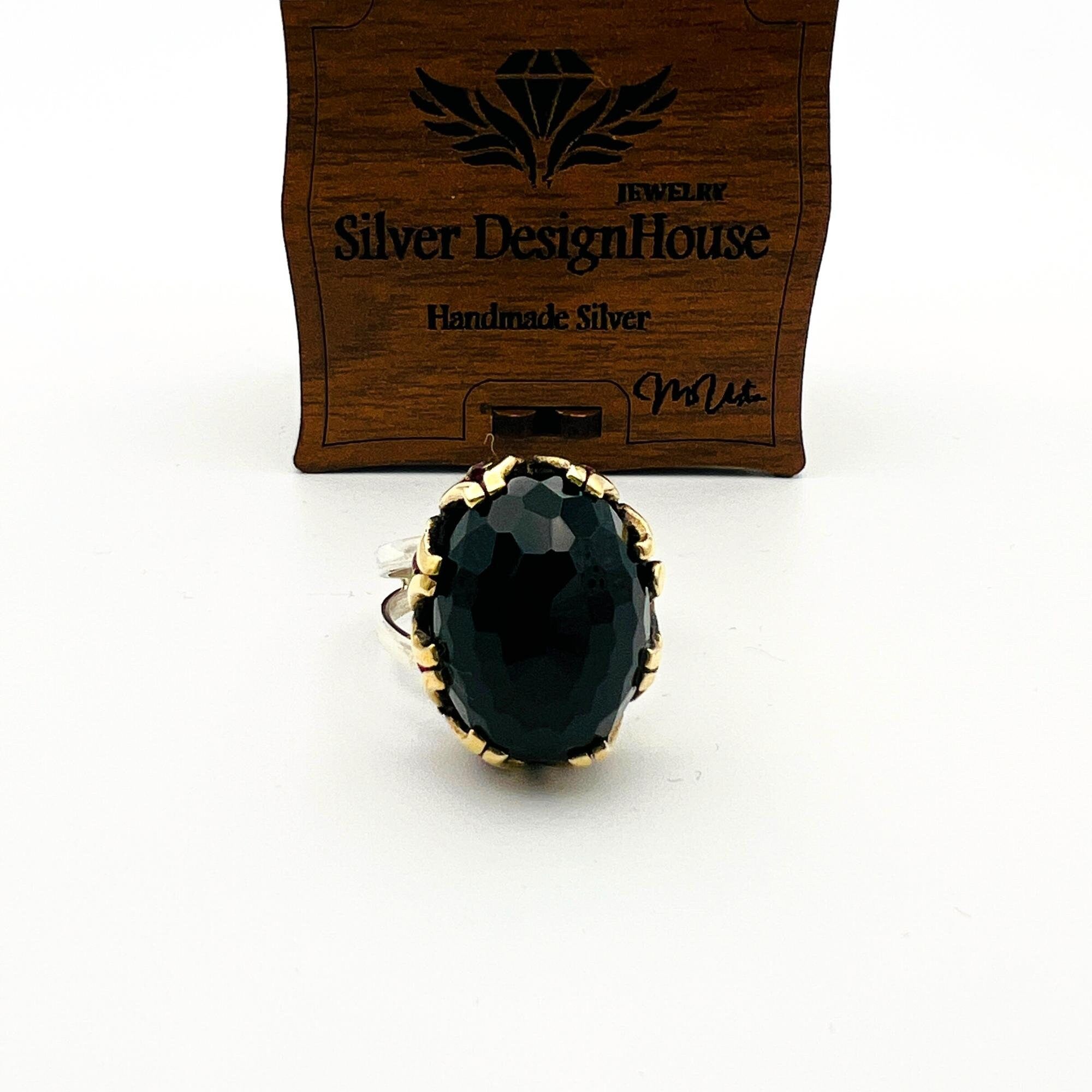 خاتم زمرد بيضاوي فاخر مصنوع يدويًا من الفضة الإسترلينية 925 للنساء - هدية مدروسة