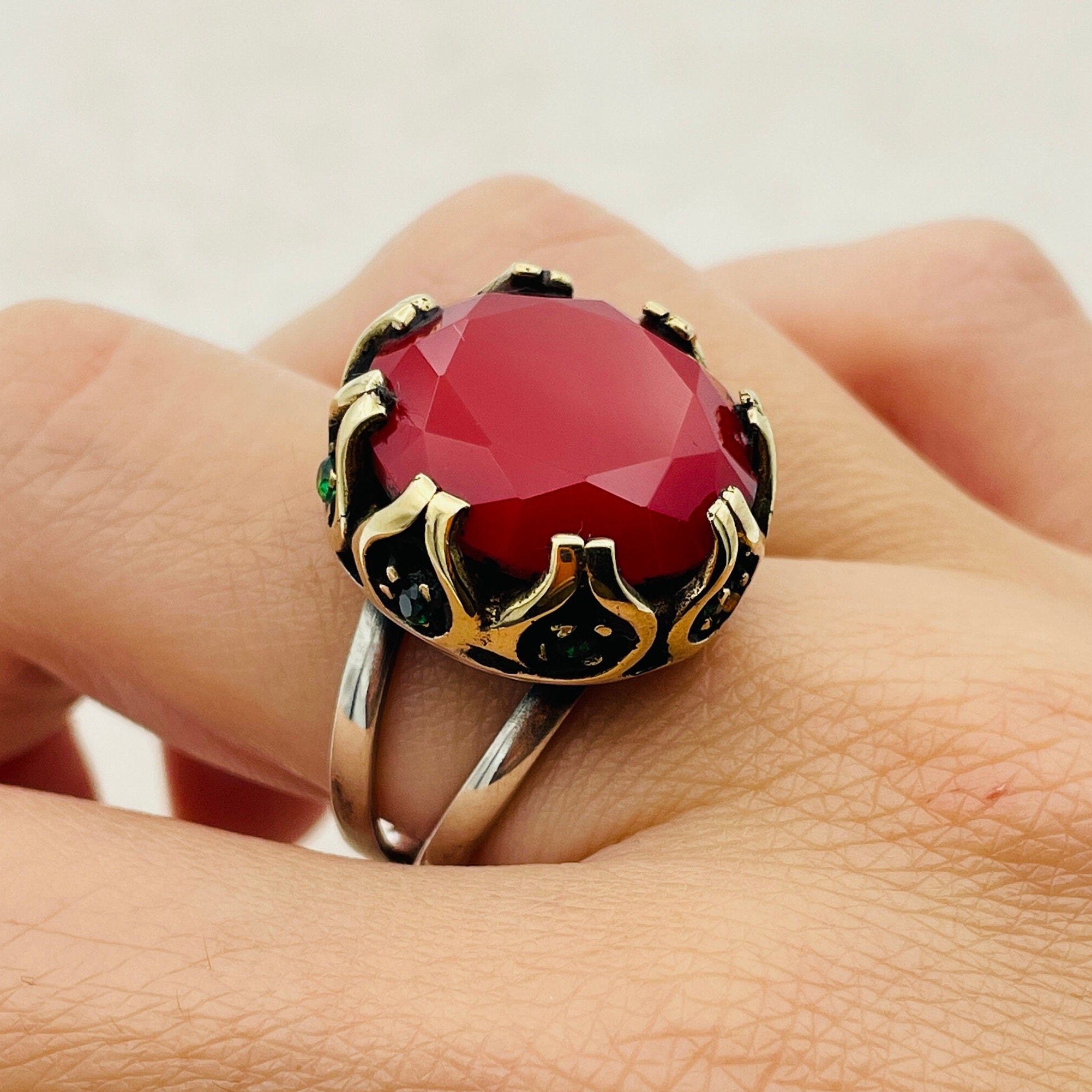 Oval Ruby Stone Women's Ring