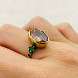 Handmade 925K Sterling Silver Citrine Ring for Women | Elegant Champagne Stone Gift