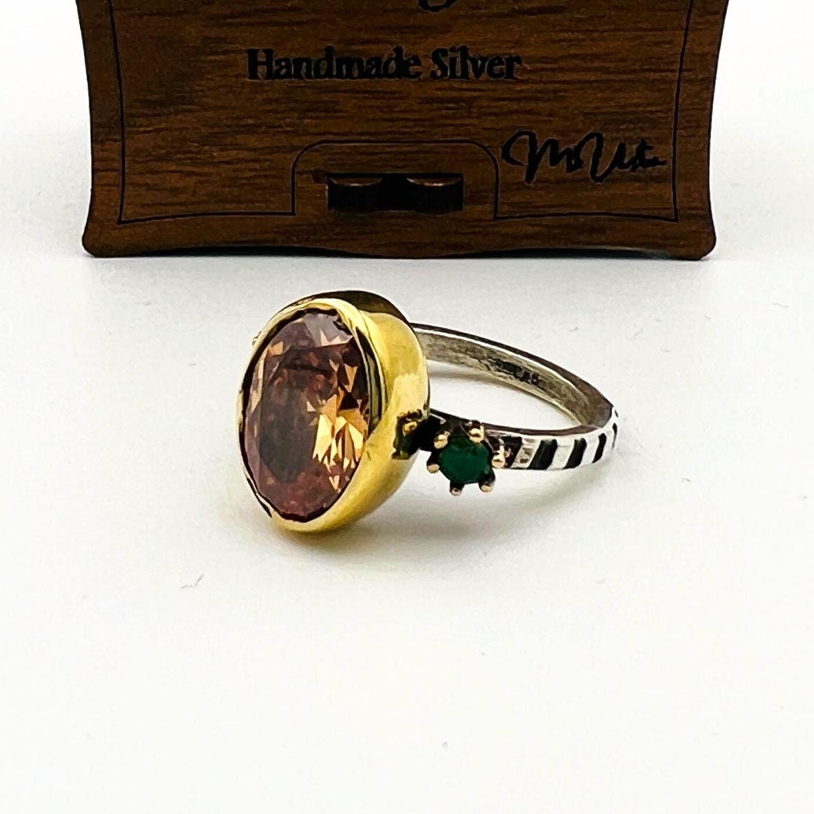 Handmade 925K Sterling Silver Citrine Ring for Women | Elegant Champagne Stone Gift