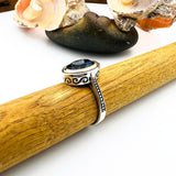 خاتم بيضاوي من الياقوت الأزرق الفاخر مصنوع يدويًا من الفضة الإسترلينية 925 للنساء | مجوهرات هدية أنيقة وفريدة