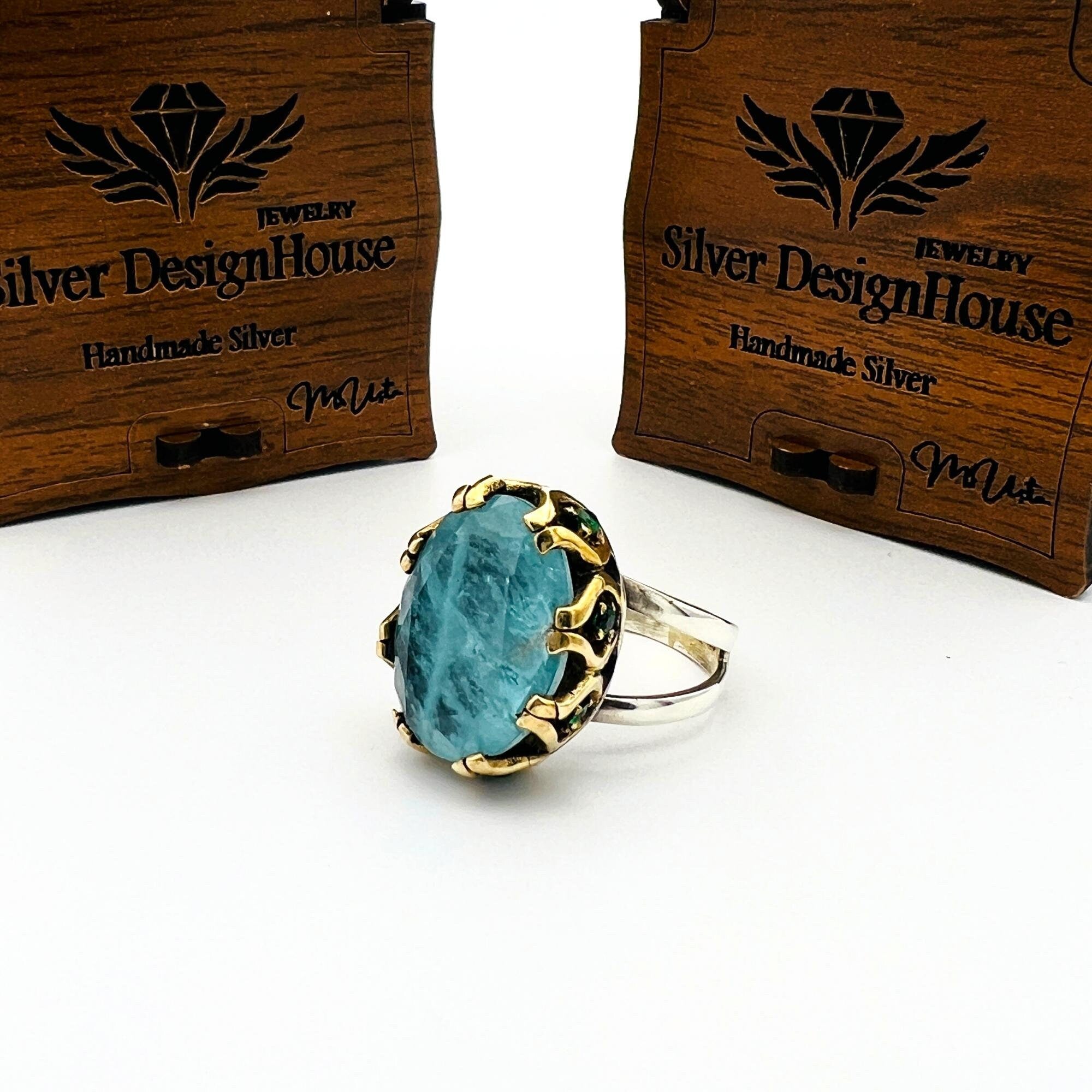 Light Blue Tourmaline Stone Women's Ring