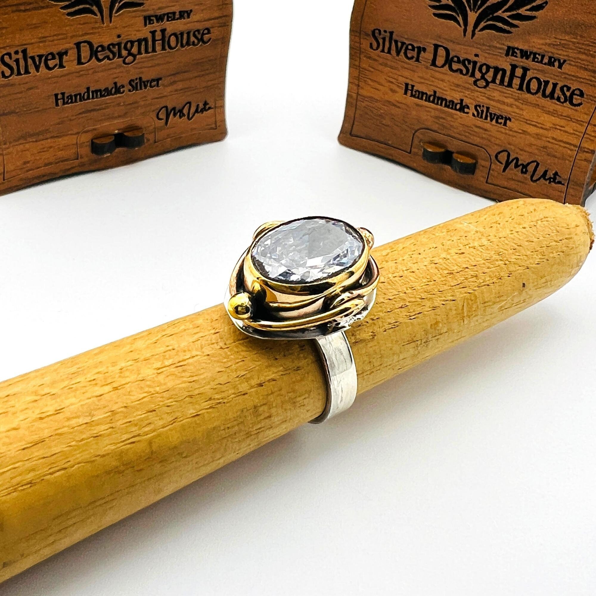 Exquisite Handmade 925K Sterling Silver White Zircon Oval Ring for Women - Timeless Gift