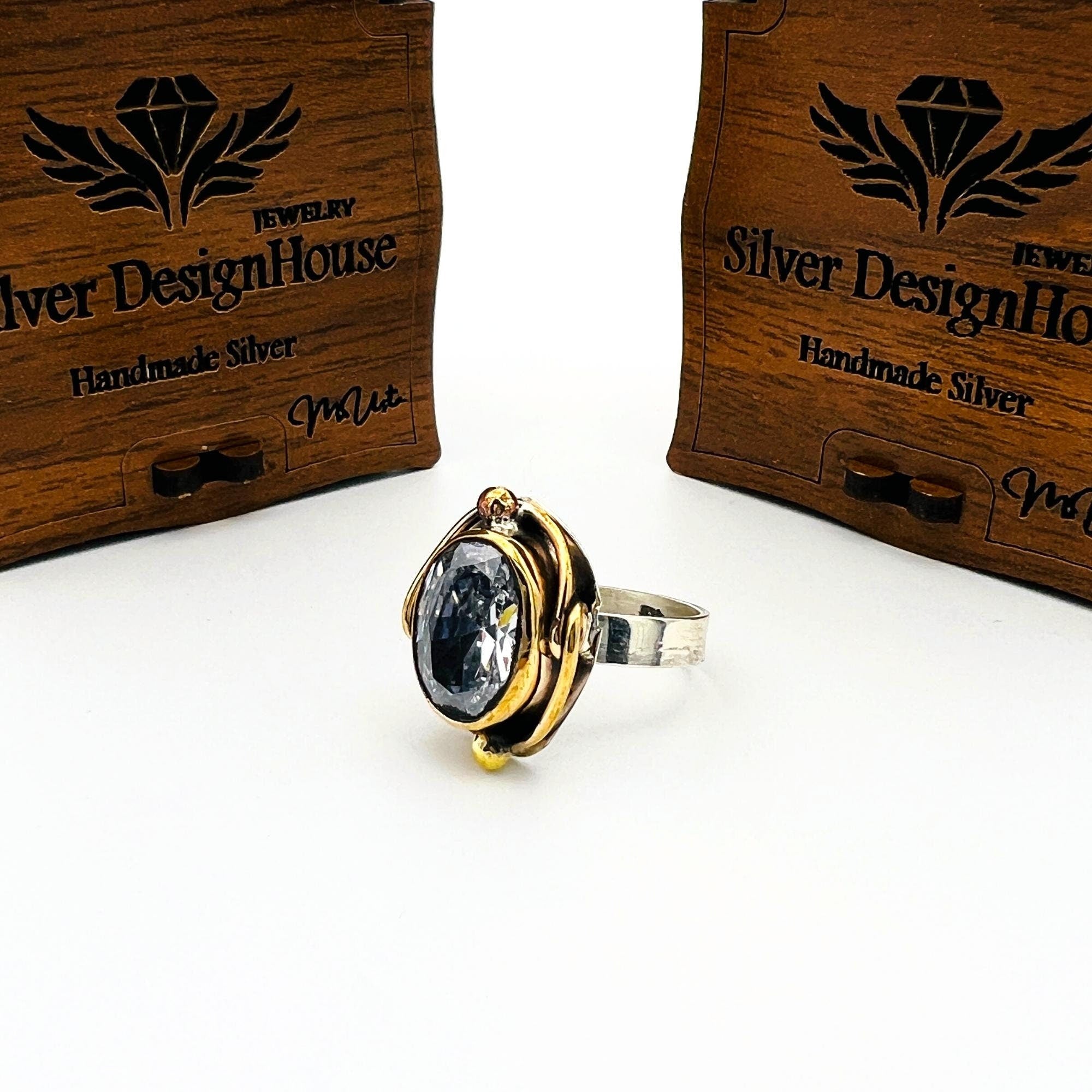 Exquisite Handmade 925K Sterling Silver White Zircon Oval Ring for Women - Timeless Gift