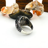 Men's Turkish Handmade Sterling Silver Red Ruby Oval Ring - 925 Gemstone Jewelry Gift for Him