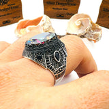 Men's Multicolor Mystic Topaz Stone Silver Ring