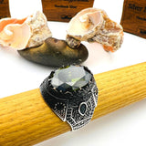 Men's Ottoman Style Peridot Sterling Silver Ring - Handcrafted Turkish Jewelry