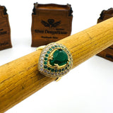Turkish Handmade Sterling Silver Emerald Ring for Women - Ottoman Style Hurrem Sultan Inspired Green Gemstone Jewelry
