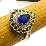 Elegant Turkish Handmade 925 Sterling Silver Blue Sapphire Ring - Ottoman Style for Women