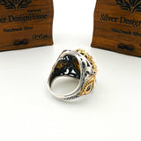 خاتم فضة بحجر ألكسندريت ملون للرجال