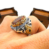 خاتم فضة بحجر ألكسندريت ملون للرجال