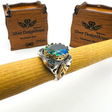 Men's Tourmaline Green / Blue Stone Silver Ring