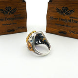 خاتم فضة بحجر تورمالين أرجواني-أزرق للرجال