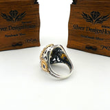 خاتم رجالي عثماني تركي يدوي الصنع من الفضة الإسترلينية متعددة الألوان بتصميم بيضاوي من التانزانيت