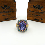 Men's Handcrafted Sterling Silver Amethyst Ring | Authentic Ottoman Design | Turkish Artisan Jewelry