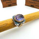 Men's Handcrafted Sterling Silver Amethyst Ring | Authentic Ottoman Design | Turkish Artisan Jewelry