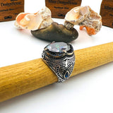 Exquisite Men's Mystic Topaz Oval Stone Silver Ring