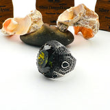 Men's Ottoman Style Peridot Sterling Silver Ring - Handcrafted Turkish Jewelry