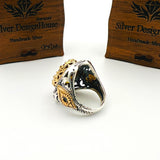 خاتم فضة بحجر ألكسندريت ملون للرجال