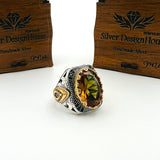 خاتم فضة بحجر ألكسندريت ملون للرجال