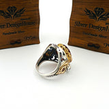 خاتم فضة استرلينية للرجال من العقيق الأحمر مصنوع يدوياً | مجوهرات بيان على الطراز العثماني