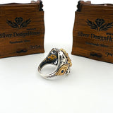 خاتم رجالي عثماني تركي يدوي الصنع من الفضة الإسترلينية متعددة الألوان بتصميم بيضاوي من التانزانيت