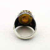 خاتم فضة إسترليني 925 على الطراز العثماني للرجال مع حجر العقيق البني | مجوهرات تركية مصنوعة يدوياً