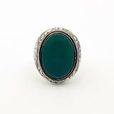 خاتم عثماني رجالي من عقيق أخضر فضة استرلينية 925 يدوية الصنع | مجوهرات حرفي تركي