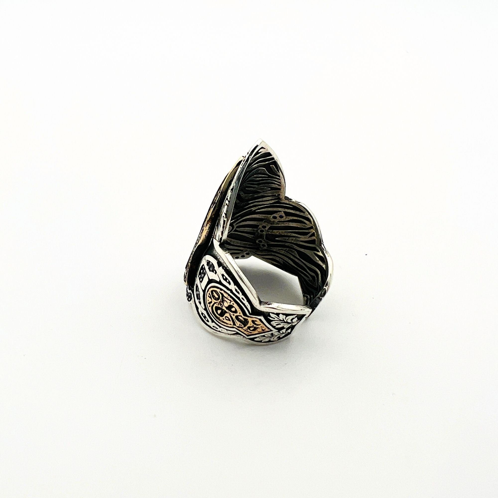 Bague de pouce archer en argent sterling Sceau de Salomon – Zihgir turc fait main avec Étoile de David