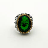 خاتم زمرد فضة إسترليني 925 يدوي الصنع على الطراز العثماني التركي للرجال