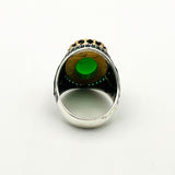 Men's Ottoman Green Emerald Sterling Silver Ring - Authentic Turkish Handmade Jewelry